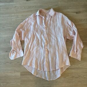 Vitamin A Light Blush Pink Linen Button-Up Shirt - Women XS